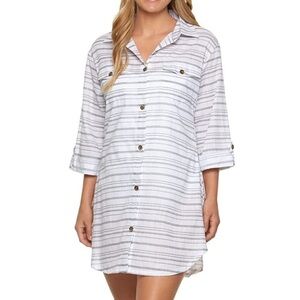 Dotti Womens Plus Size Radiance Stripe Shirt Cover-Up Dress Size 1X